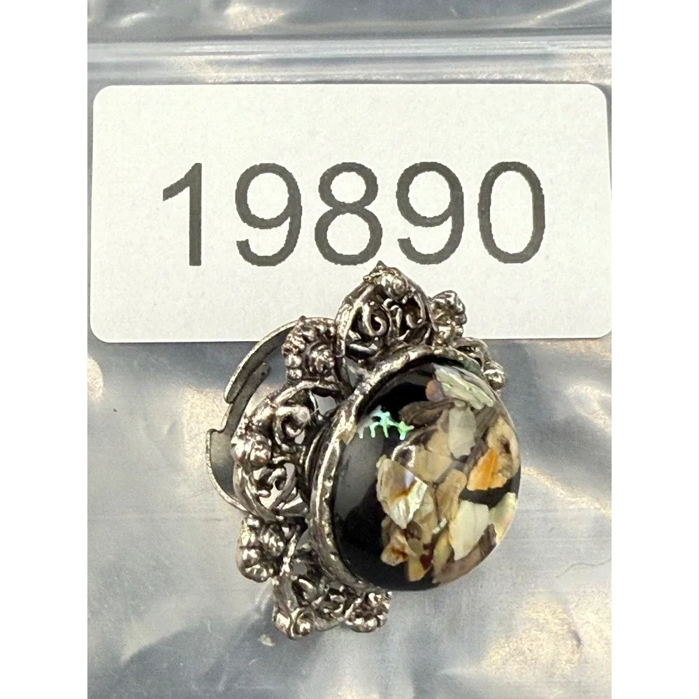 Vintage Silver Tone‎ Cocktail Ring Boho Adjustable Size 8 - Picture 10 of 10